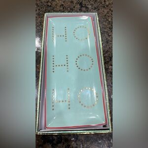 Rosanna White Tray with blue and Gold Trim